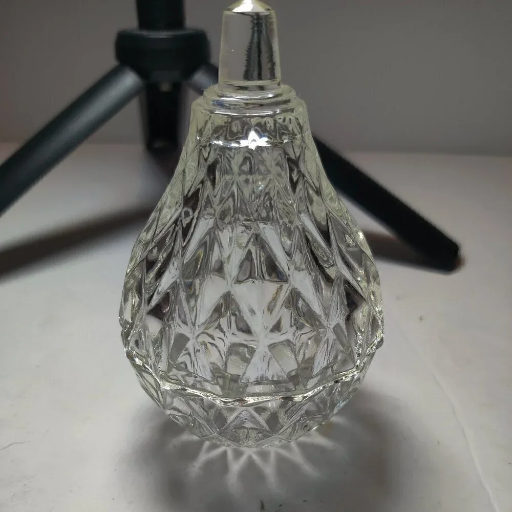 Pear Shaped Clear Glass Trinket dish with lid. Small & pretty, Unmarked, Shines